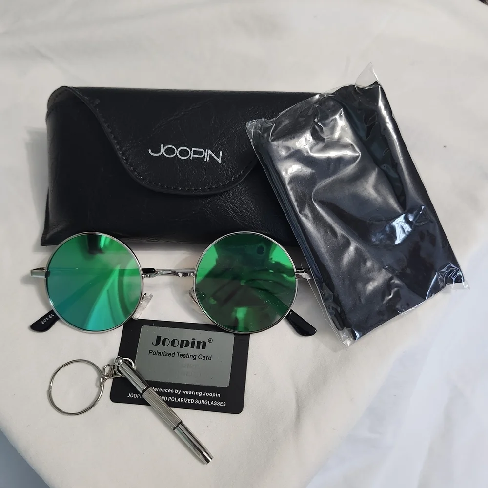 Silver Frame Green Lens Sunglasses